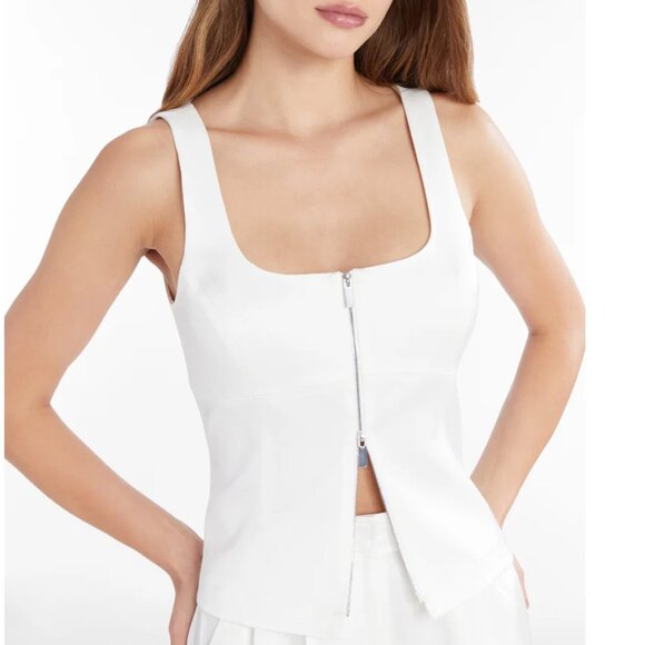 Amanda Uprichard Violet Zip front White Top - Sz M - like new - Picture 1 of 5
